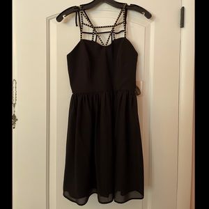 NWT Forever21 XS black formal dress w/ gold beads
